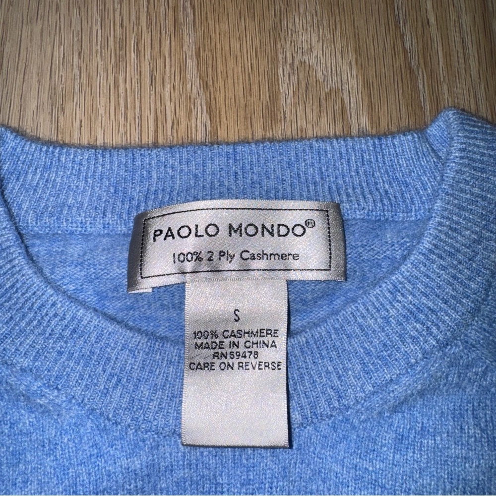 Paolo Mondo 100% Cashmere Blue Sweater - Size Small - Picture 2 of 5
